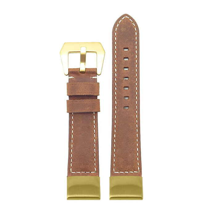 p560a Up Tan StrapsCo DASSARI Salvage Thick Padded Distressed Italian Leather Watch Band Strap with Yellow Gold Buckle