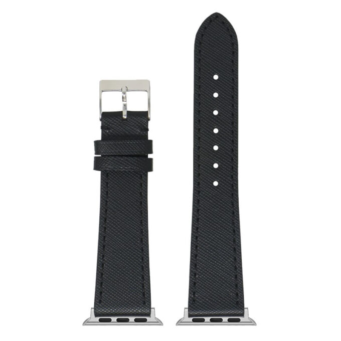 a.l14.1 Up Black DASSARI Premium Saffiano Leather Watch Band Strap for Apple Watch