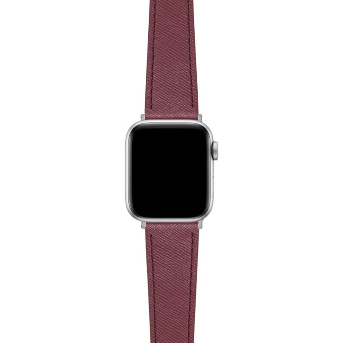 a.l14.4 Main Bordeaux DASSARI Premium Saffiano Leather Watch Band Strap for Apple Watch