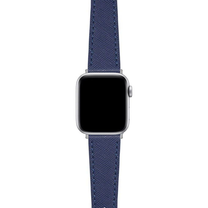 a.l14.5 Main Blue DASSARI Premium Saffiano Leather Watch Band Strap for Apple Watch