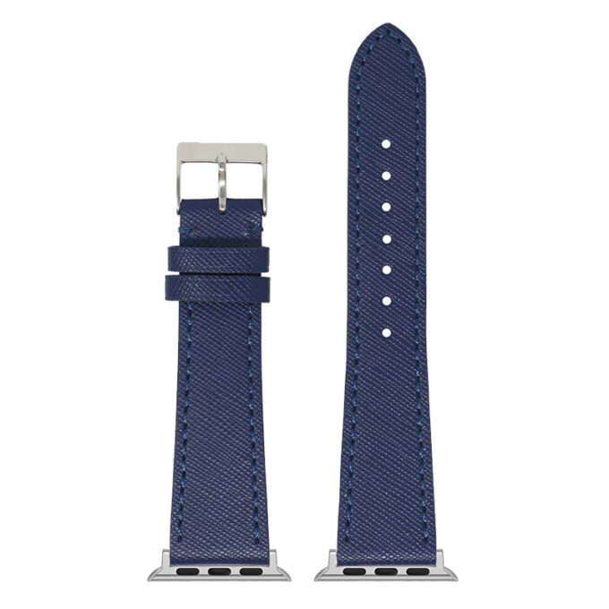 a.l14.5 Up Blue DASSARI Premium Saffiano Leather Watch Band Strap for Apple Watch