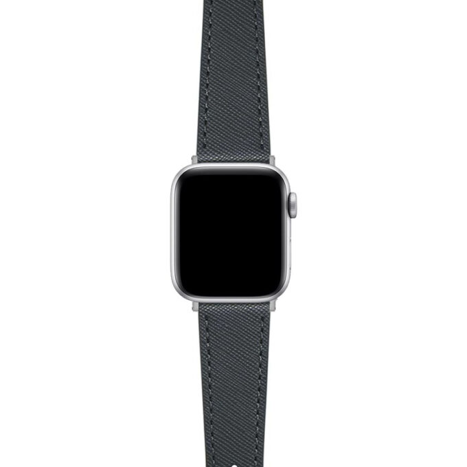 a.l14.7 Main Graphite DASSARI Premium Saffiano Leather Watch Band Strap for Apple Watch