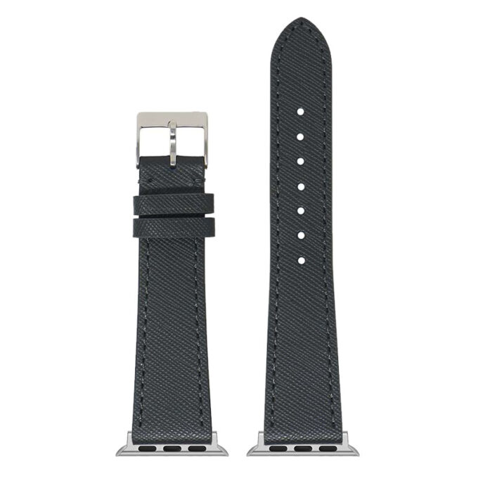 a.l14.7 Up Graphite DASSARI Premium Saffiano Leather Watch Band Strap for Apple Watch