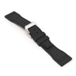 cl.fk18.1.bs Main Black DASSARI Aviator FKM Rubber Pilot Watch Band Strap 20mm 21mm 22mmBrushed Silver Clasp