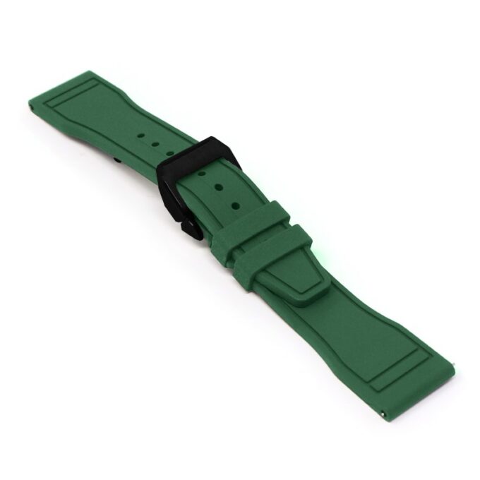 cl.fk18.11.mb Main Green DASSARI Aviator FKM Rubber Pilot Watch Band Strap 20mm 21mm 22mmBlack Clasp