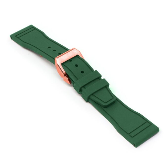 cl.fk18.11.rg Main Green DASSARI Aviator FKM Rubber Pilot Watch Band Strap 20mm 21mm 22mmRose Gold Clasp