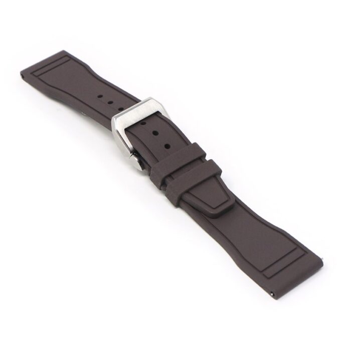 cl.fk18.2.bs Main Brown DASSARI Aviator FKM Rubber Pilot Watch Band Strap 20mm 21mm 22mmBrushed Silver Clasp