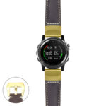 g.dmk1.p560a Main Dark Brown StrapsCo DASSARI Salvage Thick Padded Distressed Italian Leather Watch Band Strap with Yellow Gold Buckle