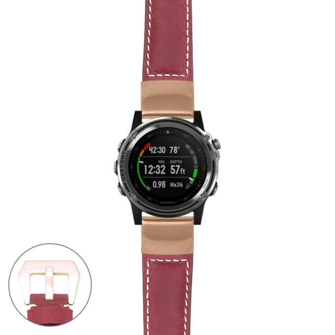 g.dmk1.p560a Main Red StrapsCo DASSARI Salvage Thick Padded Distressed Italian Leather Watch Band Strap with Rose Gold Buckle