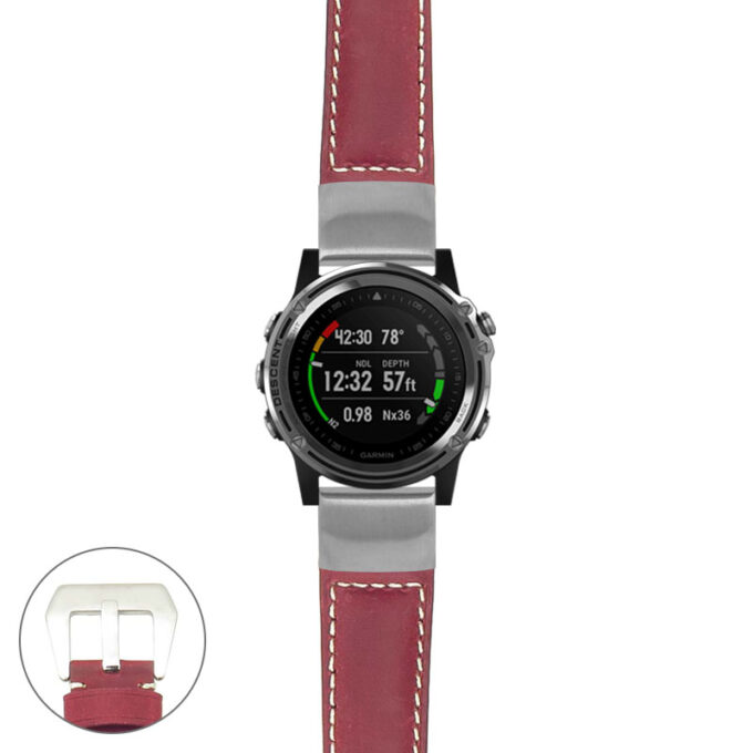 g.dmk1.p560a Main Red StrapsCo DASSARI Salvage Thick Padded Distressed Italian Leather Watch Band Strap with Silver Buckle