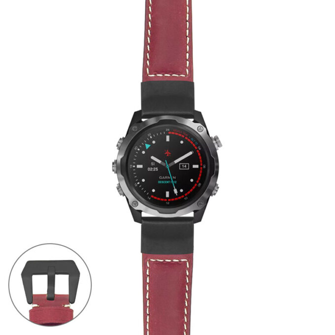 g.dmk2.p560a Main Red StrapsCo DASSARI Salvage Thick Padded Distressed Italian Leather Watch Band Strap with Matte Black Buckle