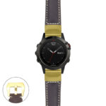 g.f5x.p560a Main Dark Brown StrapsCo DASSARI Salvage Thick Padded Distressed Italian Leather Watch Band Strap with Yellow Gold Buckle