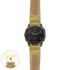 g.f6x.p560a Main Beige StrapsCo DASSARI Salvage Thick Padded Distressed Italian Leather Watch Band Strap with Yellow Gold Buckle