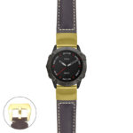 g.f6x.p560a Main Dark Brown StrapsCo DASSARI Salvage Thick Padded Distressed Italian Leather Watch Band Strap with Yellow Gold Buckle