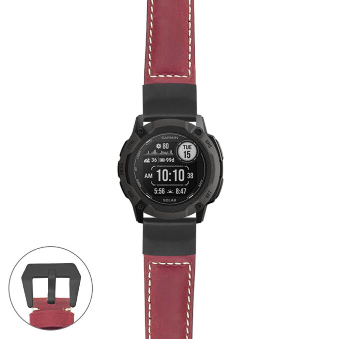 g.i2x.p560a Main Red StrapsCo DASSARI Salvage Thick Padded Distressed Italian Leather Watch Band Strap with Matte Black Buckle