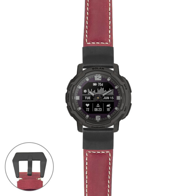 g.ix.p560a Main Red StrapsCo DASSARI Salvage Thick Padded Distressed Italian Leather Watch Band Strap with Matte Buckle