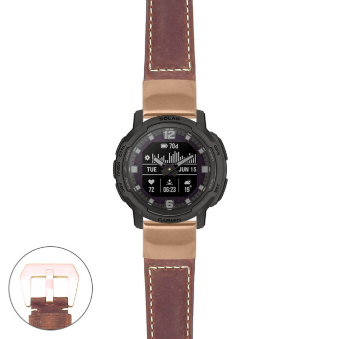 g.ix.p560a Main Rust StrapsCo DASSARI Salvage Thick Padded Distressed Italian Leather Watch Band Strap with Rose Gold Buckle