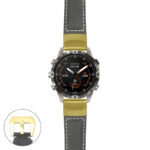 g.mrq2.p560a Main Black StrapsCo DASSARI Salvage Thick Padded Distressed Italian Leather Watch Band Strap with Yellow Gold Buckle