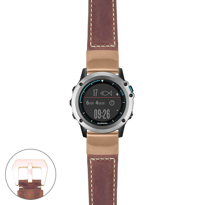 g.qtx3.p560a Main Rust StrapsCo DASSARI Salvage Thick Padded Distressed Italian Leather Watch Band Strap with Rose Gold Buckle