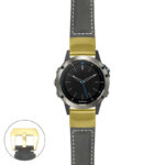 g.qtx5.p560a Main Black StrapsCo DASSARI Salvage Thick Padded Distressed Italian Leather Watch Band Strap with Yellow Gold Buckle