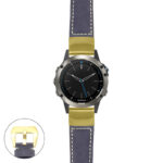 g.qtx5.p560a Main Blue StrapsCo DASSARI Salvage Thick Padded Distressed Italian Leather Watch Band Strap with Yellow Gold Buckle