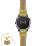 g.qtx6.p560a Main Beige StrapsCo DASSARI Salvage Thick Padded Distressed Italian Leather Watch Band Strap with Yellow Gold Buckle