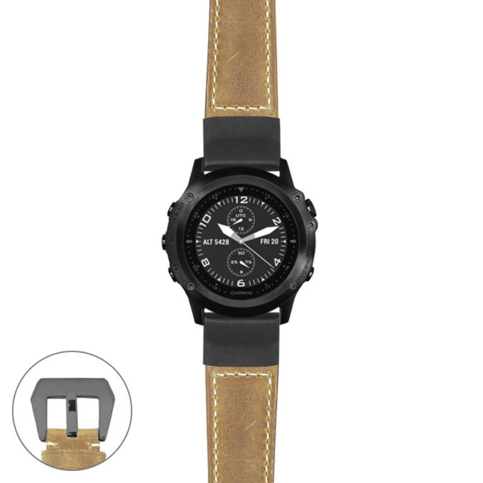 g.tbv.p560a Main Beige StrapsCo DASSARI Salvage Thick Padded Distressed Italian Leather Watch Band Strap with Matte Black Buckle