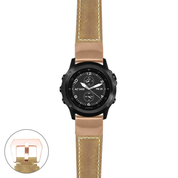 g.tbv.p560a Main Beige StrapsCo DASSARI Salvage Thick Padded Distressed Italian Leather Watch Band Strap with Rose Gold Buckle