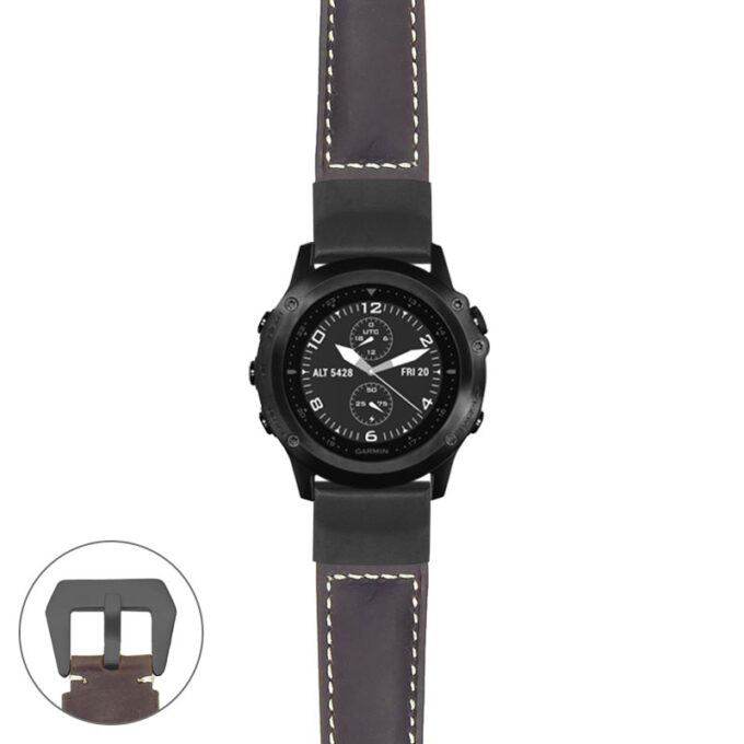 g.tbv.p560a Main Dark Brown StrapsCo DASSARI Salvage Thick Padded Distressed Italian Leather Watch Band Strap with Matte Black Buckle