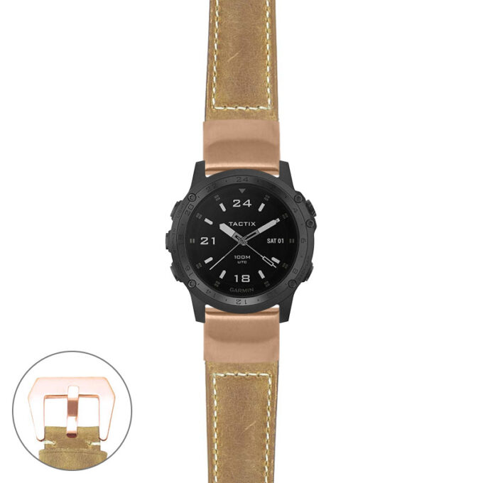 g.tch.p560a Main Beige StrapsCo DASSARI Salvage Thick Padded Distressed Italian Leather Watch Band Strap with Rose Gold Buckle