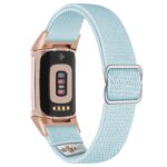 ny100.5b.rg Back Light Blue StrapsCo Nylon Stretch Watch Band Strap For Fitbit Charge 5 and Fitbit Charge 6