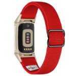 ny100.6.cg Back Red StrapsCo Nylon Stretch Watch Band Strap For Fitbit Charge 5 and Fitbit Charge 6