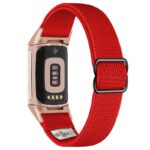 ny100.6.rg Back Red StrapsCo Nylon Stretch Watch Band Strap For Fitbit Charge 5 and Fitbit Charge 6