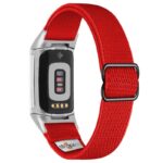 ny100.6.ss Back Red StrapsCo Nylon Stretch Watch Band Strap For Fitbit Charge 5 and Fitbit Charge 6