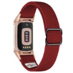 ny100.6b.rg Back Dark Red StrapsCo Nylon Stretch Watch Band Strap For Fitbit Charge 5 and Fitbit Charge 6