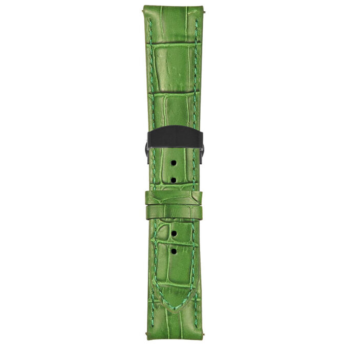 Green Mens Crocodile Embossed Strap with Deployant Matte Black Clasp