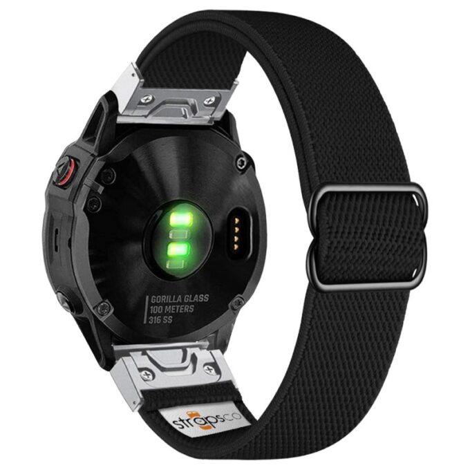 ny100.1.ss Back Black StrapsCo Nylon Stretch Watch Band Strap For Garmin QuickFit Devices