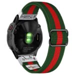 ny100.11.6.ss Back Green and Red StrapsCo Nylon Stretch Watch Band Strap For Garmin QuickFit Devices