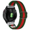 ny100.11.6.ss Back Green and Red StrapsCo Nylon Stretch Watch Band Strap For Garmin QuickFit Devices
