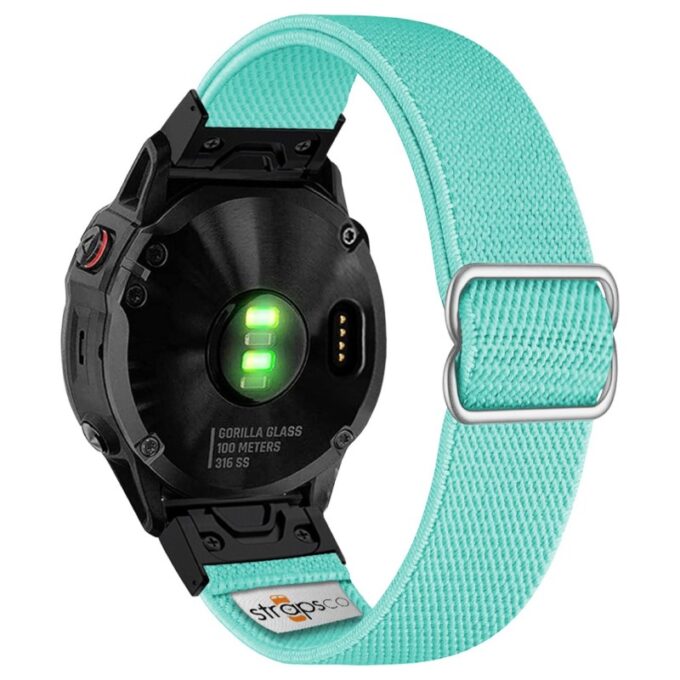 ny100.11b.mb Back Mint Green StrapsCo Nylon Stretch Watch Band Strap For Garmin QuickFit Devices