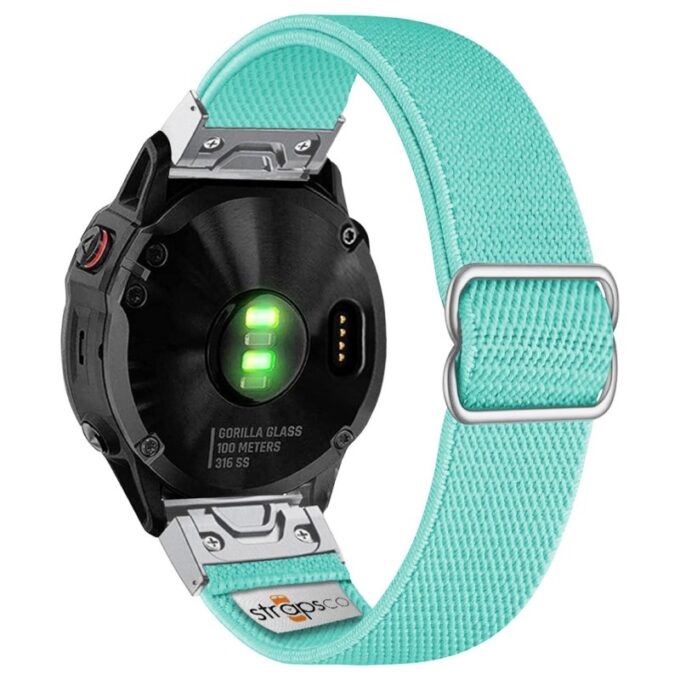 ny100.11b.ss Back Mint Green StrapsCo Nylon Stretch Watch Band Strap For Garmin QuickFit Devices