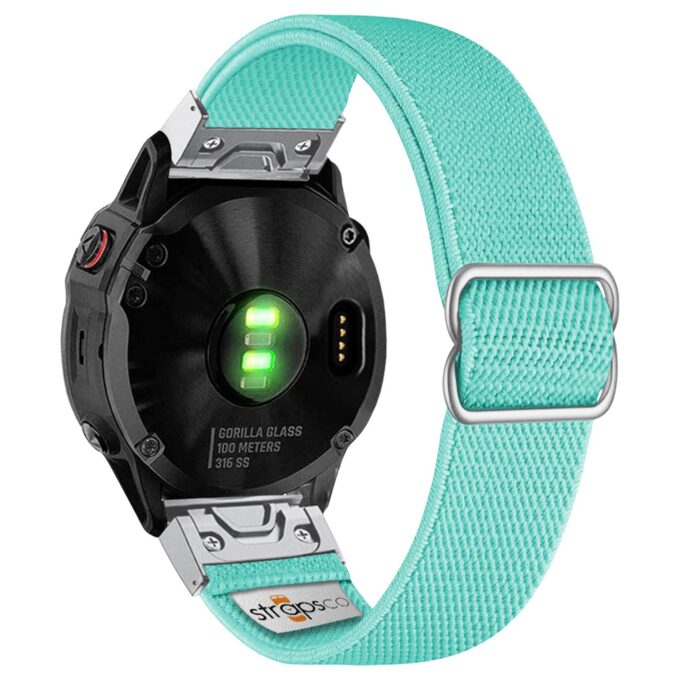 ny100.11b.ss Back Mint Green StrapsCo Nylon Stretch Watch Band Strap For Garmin QuickFit Devices