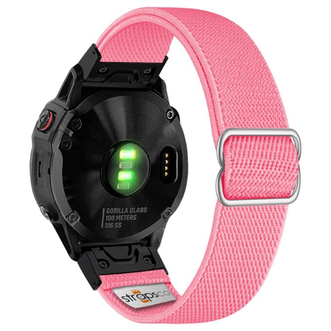 ny100.13.mb Back Pink StrapsCo Nylon Stretch Watch Band Strap For Garmin QuickFit Devices