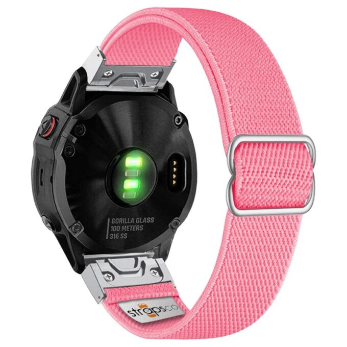 ny100.13.ss Back Pink StrapsCo Nylon Stretch Watch Band Strap For Garmin QuickFit Devices