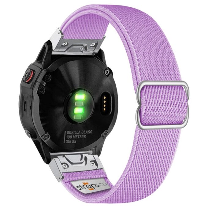 ny100.18b.ss Back Lavender StrapsCo Nylon Stretch Watch Band Strap For Garmin QuickFit Devices