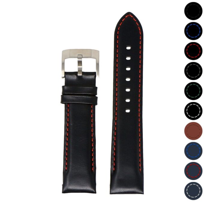 skt.l4 Gallery DASSARI Fitted Stitched Leather Watch Band Strap For Seiko Turtle 22mm