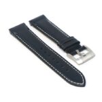 skt.l4.1.22 Angle Black & White DASSARI Fitted Stitched Leather Watch Band Strap For Seiko Turtle 22mm