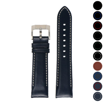 skt.l4.1.22 Gallery Black & White DASSARI Fitted Stitched Leather Watch Band Strap For Seiko Turtle 22mm