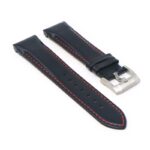 skt.l4.1.6 Angle Black & Red DASSARI Fitted Stitched Leather Watch Band Strap For Seiko Turtle 22mm