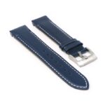 skt.l4.5.22 Angle Blue & White DASSARI Fitted Stitched Leather Watch Band Strap For Seiko Turtle 22mm